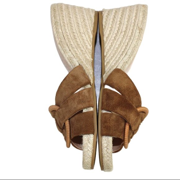 Veronica Beard Ivy Hazelwood Suede Strappy Vamp Woven Wedge Slide, Size 6.5 - Picture 8 of 11